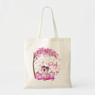 In October We Wear Pink Leopard Cat Breast Cancer  Tote Bag