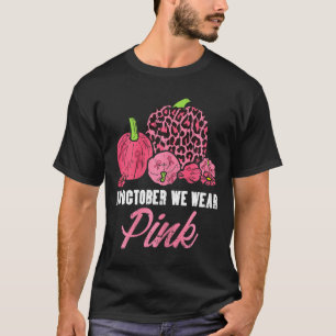 In October We Wear Pink Leopard Pumpkin Breast Can T-Shirt