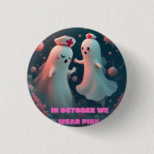 In October We Wear Pink Nurse Ghost Halloween 2025 3 Cm Round Badge