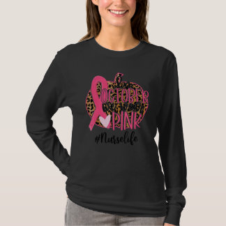 In October We Wear Pink Nurse Life Leopard Apple R T-Shirt