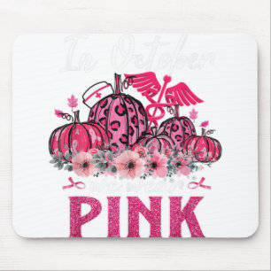 In October We Wear Pink Nurse Life Pumpkin Leopard Mouse Pad