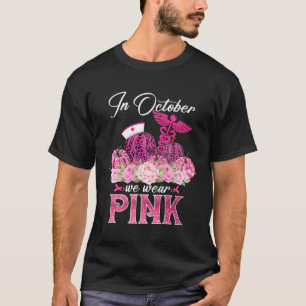 In October We Wear Pink Nurse Life Pumpkin Leopard T-Shirt
