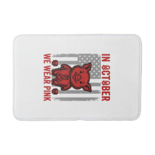 In October We Wear Pink Pig Awareness Design_1 Bath Mat