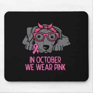 In October We Wear Pink Pitbull Dog Breast Cancer Mouse Pad