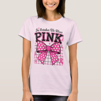 In October We Wear Pink Polka Dot Bow T-Shirt