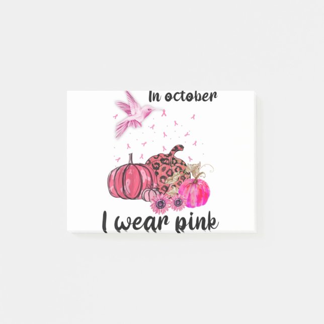 In October We Wear Pink Pumpkin Post-it Notes (Front)