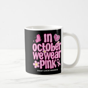 In October We Wear Pink Retro Disco Breast Cancer Coffee Mug