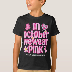 In October We Wear Pink Retro Disco Breast Cancer  T-Shirt