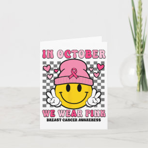 In October We Wear Pink Ribbon Ghost Halloween Bre Card