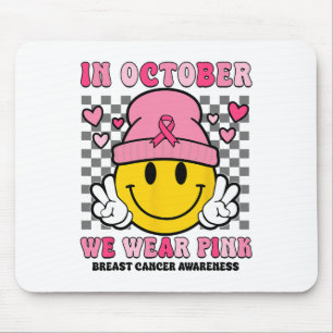 In October We Wear Pink Ribbon Ghost Halloween Bre Mouse Pad