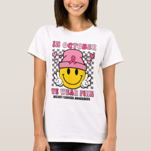 In October We Wear Pink Ribbon Ghost Halloween Bre T-Shirt