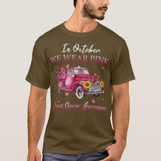 In October We Wear Pink Ribbon Leopard Truck Breas T-Shirt