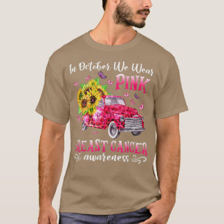 In October We Wear Pink Ribbon Leopard Truck Breas T-Shirt