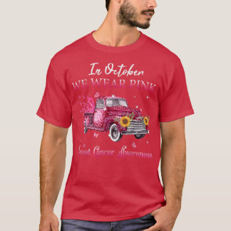 In October We Wear Pink Ribbon Leopard Truck Breas T-Shirt