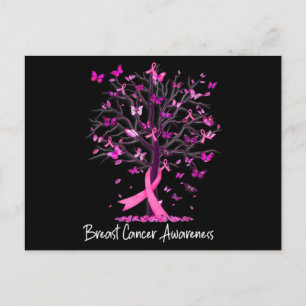 In October We Wear Pink Ribbon Tree Breast Cancer Postcard