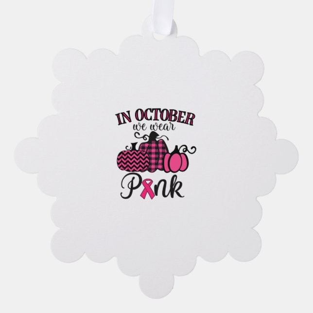 In October We Wear Pink Thanksgiving Breast Cancer Tree Decoration Card (Front)