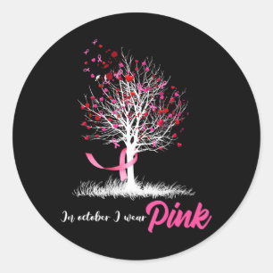 In October We Wear Pink Tree Breast Cancer Classic Round Sticker