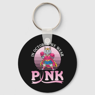 In October We Wear Pink Turkish Angora Cat Warrior Key Ring