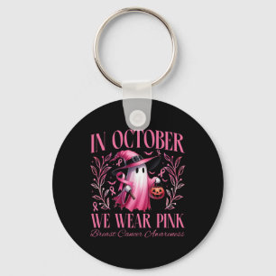 In October We Wear Pink Witch Ghost Pumpkin Breast Key Ring