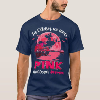 In October We Wear Pink Witch Guitar Breast Cancer T-Shirt