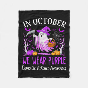 In October We Wear Purple Domestic Violence Ghost Fleece Blanket