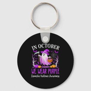 In October We Wear Purple Domestic Violence Ghost Key Ring