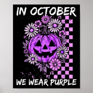 In October We Wear Purple Domestic Violence Vintag Poster