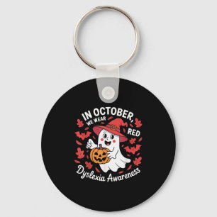 In October We Wear Red For Dyslexia Awareness Hall Key Ring