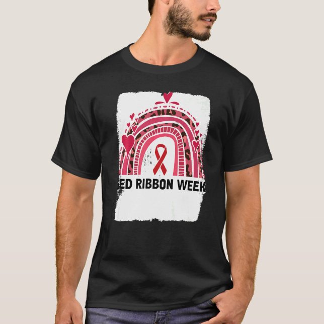 In October We Wear Red Ribbon Week Awareness   T-Shirt (Front)