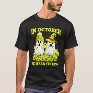 in October We Wear Yellow Spina Bifida Halloween D T-Shirt