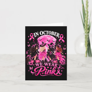 In october wear pink witch breast cancer halloween card