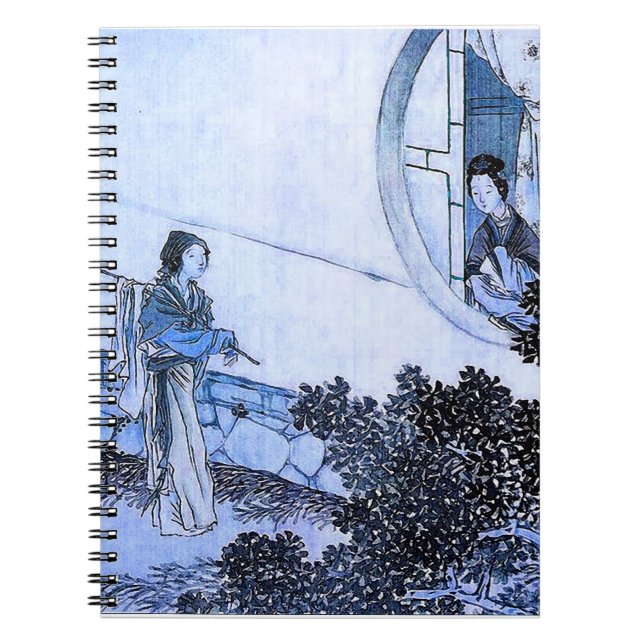 In Old Japan (blue version) Spiral Notebook (Front)