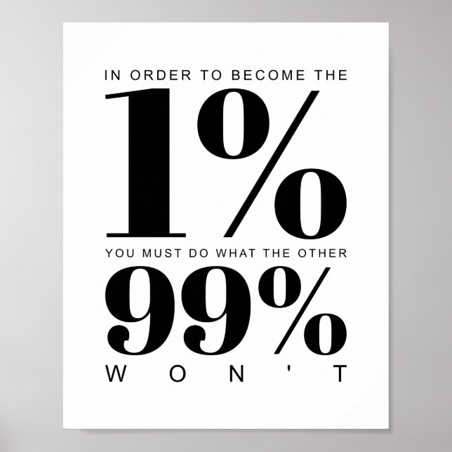 In order to become the 1% | Motivational Quote Poster (Front)