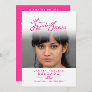 In our hearts funeral program white and pink programme
