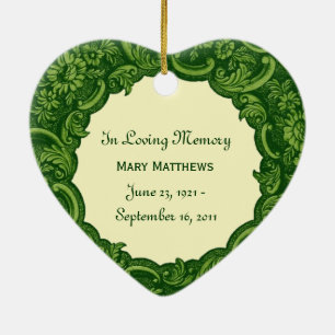 In Our Hearts Memorial Tribute Green Vintage V01 Ceramic Tree Decoration