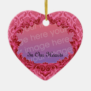 In Our Hearts Memorial Tribute Pink Damask Ceramic Tree Decoration