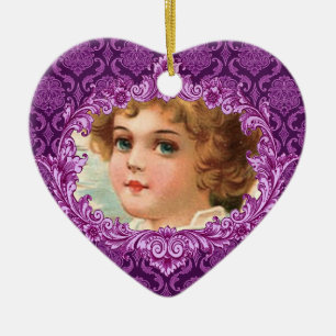 In Our Hearts Memorial Tribute Purple Curlicue Ceramic Tree Decoration