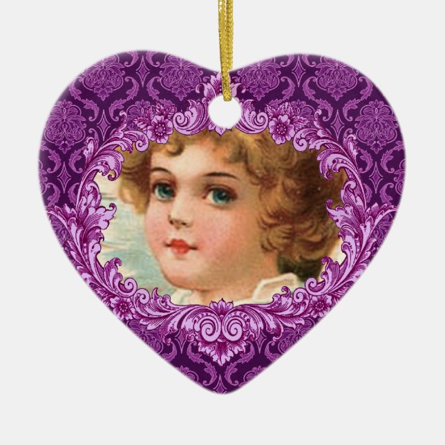 In Our Hearts Memorial Tribute Purple Curlicue Ceramic Tree Decoration (Front)