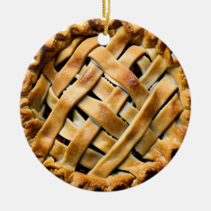 In Pie We Crust   Funny Cherry Pie Pun Ceramic Tree Decoration