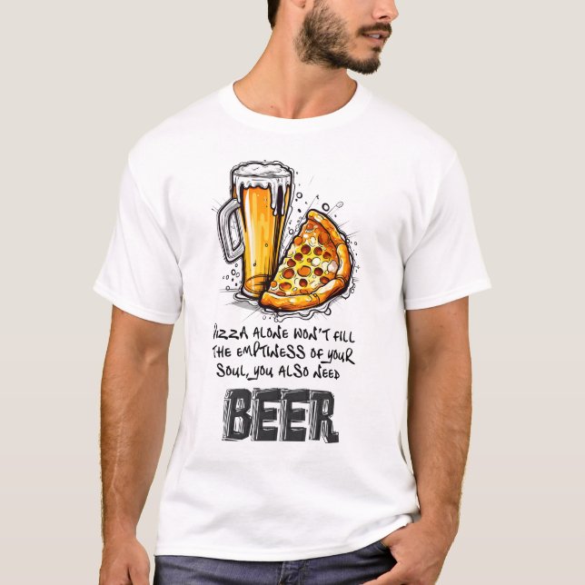 In Pizza and Beer We Crust Funny Meme T-Shirt (Front)