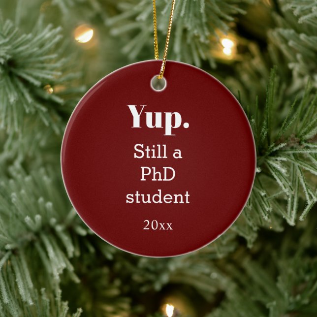 In Progress Burgundy PhD Student  Ceramic Tree Decoration (Tree)