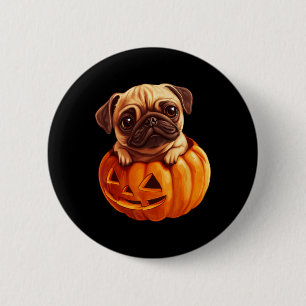 In Pumpkin Halloween Pugkin Cute Pug Halloween  6 Cm Round Badge