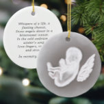 In Remembrance Miscarriage Poem Snow Angel Ceramic Tree Decoration<br><div class="desc">A beautiful gift to remember a little angel. With a hand illustrated snow angel graphic and a heartfelt poem on the back these ornaments make thoughtful gifts.</div>