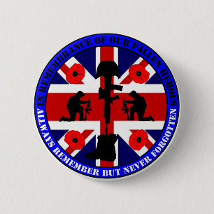 In Remembrance of our fallen UK Heroes 6 Cm Round Badge