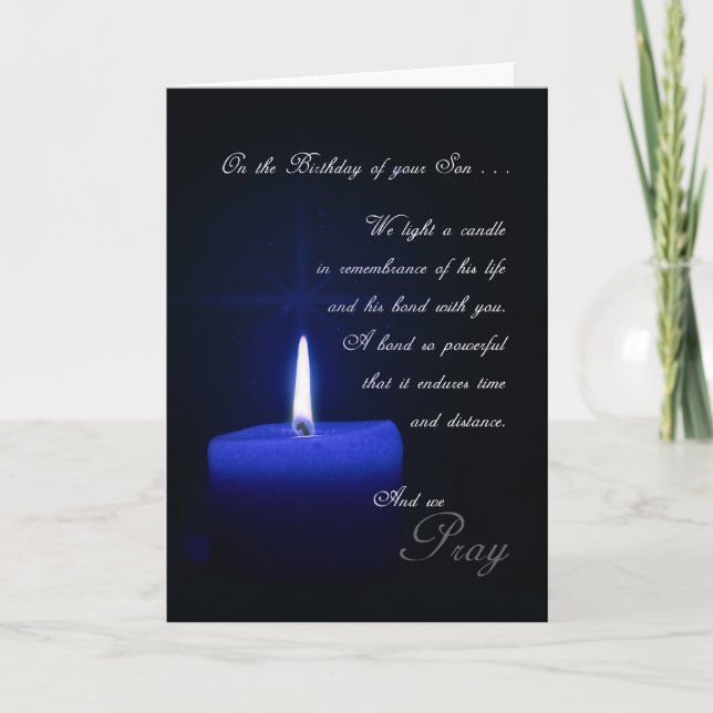 In Remembrance of Son's Birthday Blue Candle Card (Front)