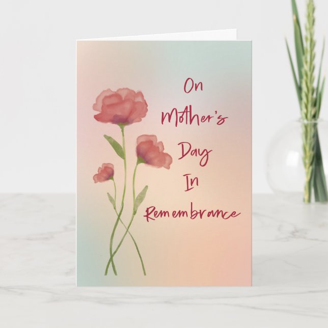 In Remembrance on Mother’s Day Watercolor Roses Card (Front)
