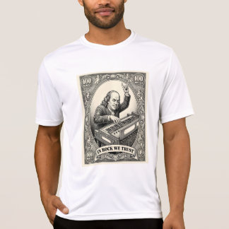 In Rock We Trust 100 Rocks Franklin Keyboardist  T-Shirt