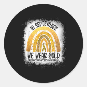 In September Gold Ribbon Rainbow Childhood Cancer Classic Round Sticker