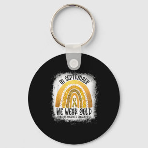 In September Gold Ribbon Rainbow Childhood Cancer Key Ring
