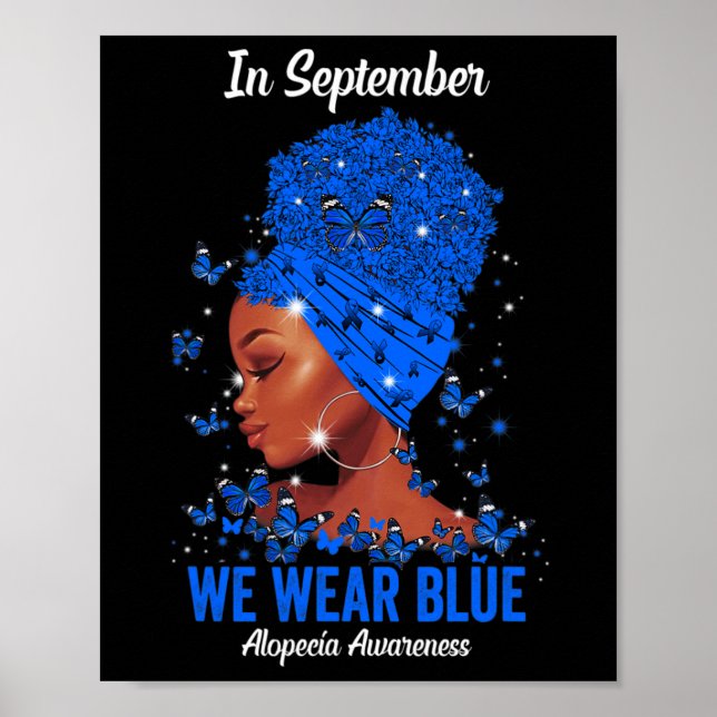 In September We Wear Blue For Alopecia Awareness B Poster (Front)